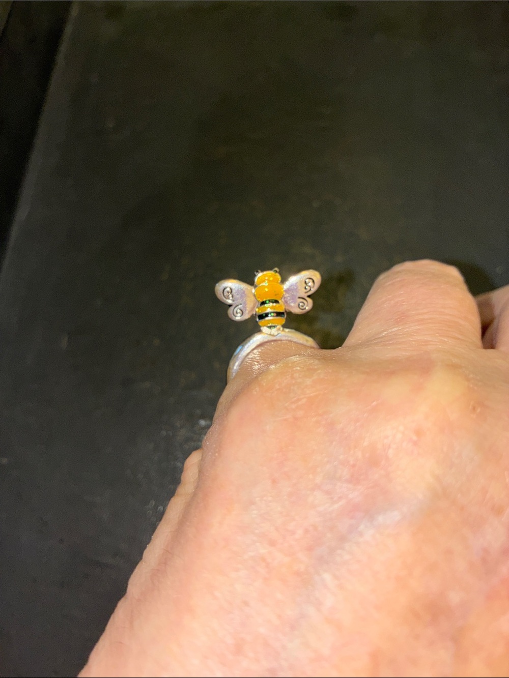 Yellow Bee Enamel Stretch Ring
